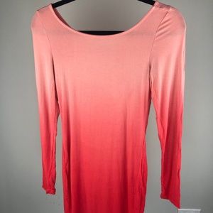 F21 long sleeve ombré mini dress